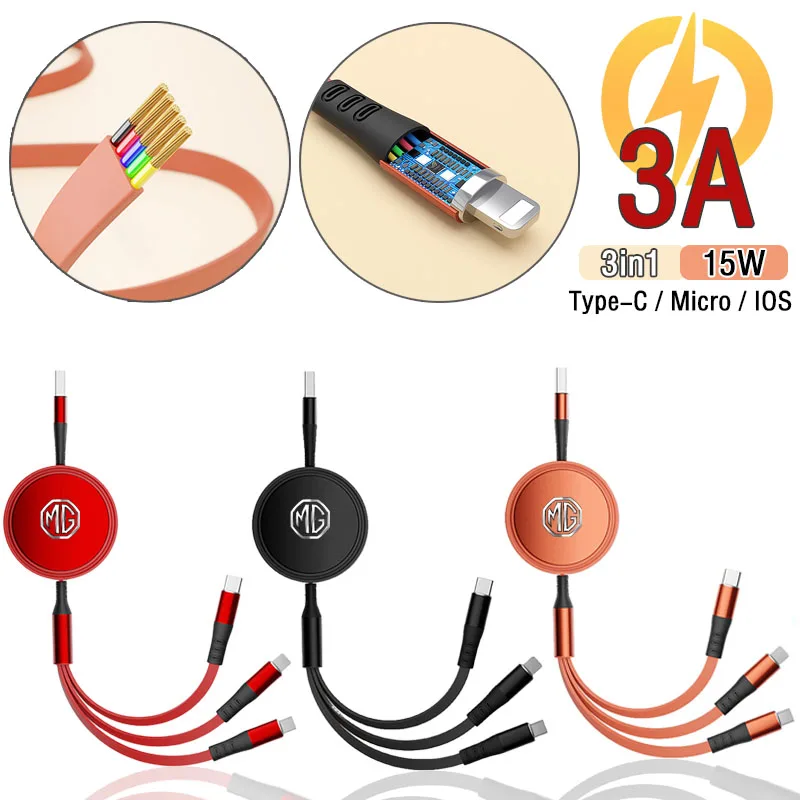

3 в 1 Автомобильный USB-кабель для быстрой зарядки и передачи данных Xiaomi Huawei для Jeep Renegade Wrangler Jk Jl Grand Compass 2022 автомобильные аксессуары
