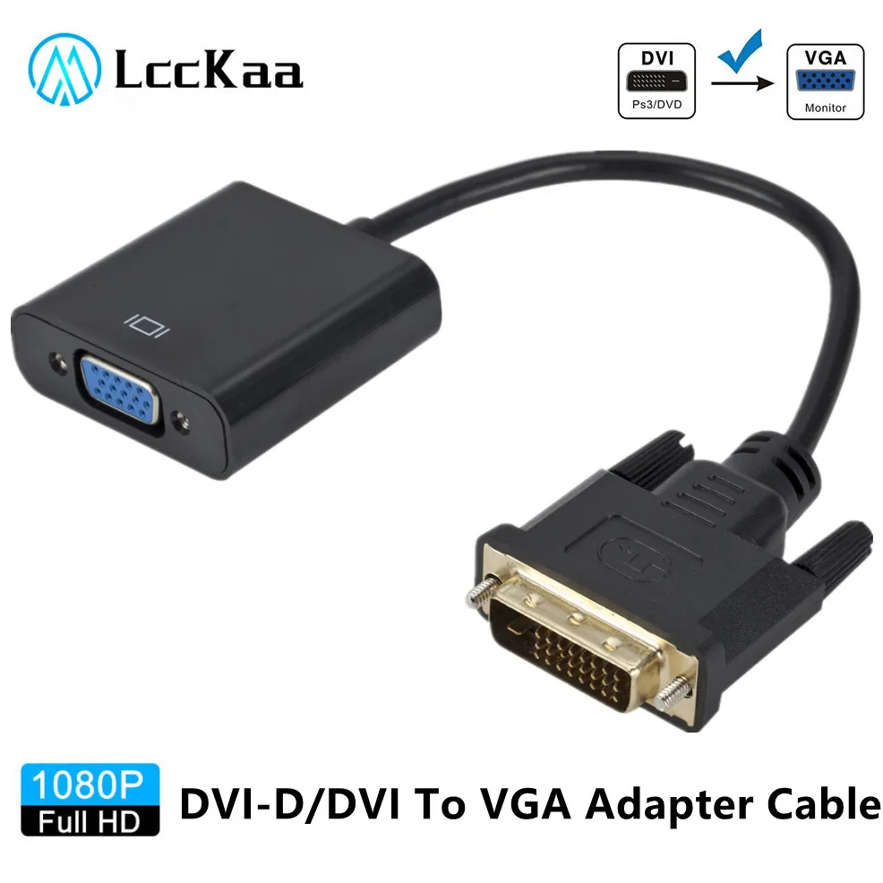 

LccKaa DVI-D DVI-VGA адаптер Full HD 1080P видеокабель преобразователь 24 + 1 25pin на 15pin кабель конвертер для ПК компьютера монитора