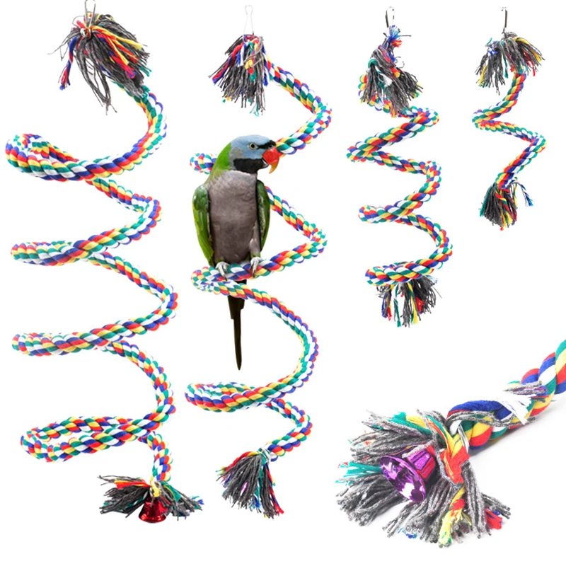 

Parrot Toy Hanging Braided Rope Budgie Chew Bird Cage Cockatiel Toy Pet Stand Training Accessories Bite Swing Pet Supplies
