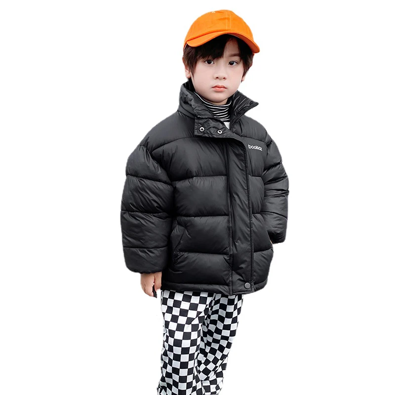 

Boys Black Parkas for Winter 2022 Unisex Kids Solid Warm Jackets Stand Collar Parkas New In Outerwear for Kids Girls Korean Coat