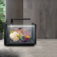 transparent mini plastic aquarium creative desktop living room desk fish tank led light ecological bocal poisson indoor supplies