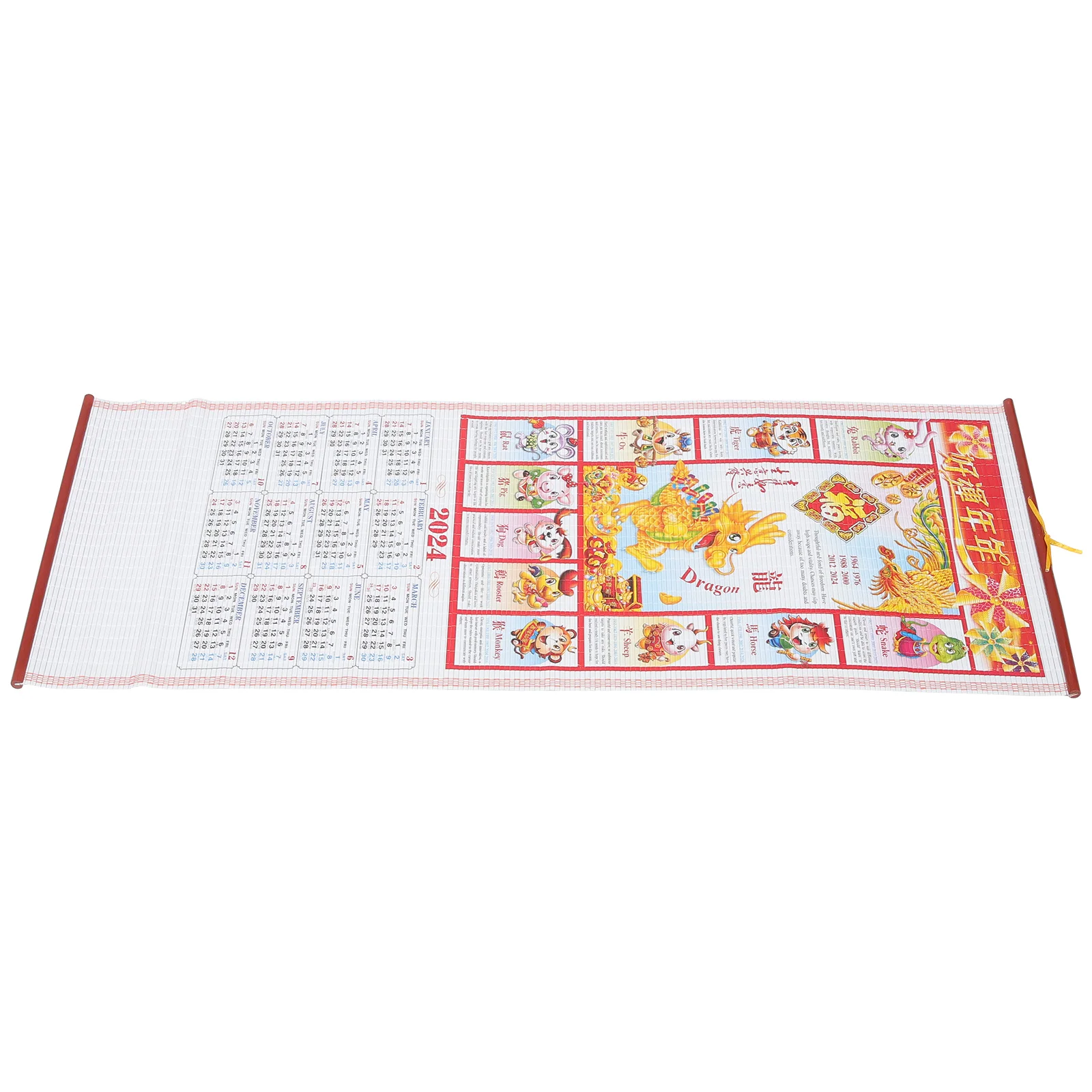 

Imitation Rattan Scroll Calendar New Year Planner 2024 Hanging Calendars Yearly Monthly Chinese Traditional Desk