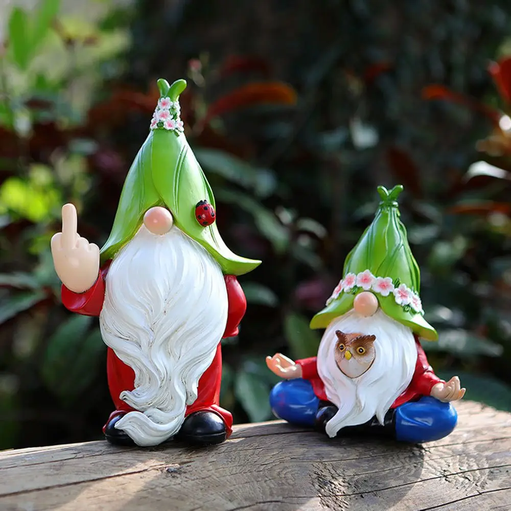 

Creative Corrosion Resistant Handmade Craft Garden Decor Ornaments With Solar Lamp Gnome Statue Dwarfs Figurine