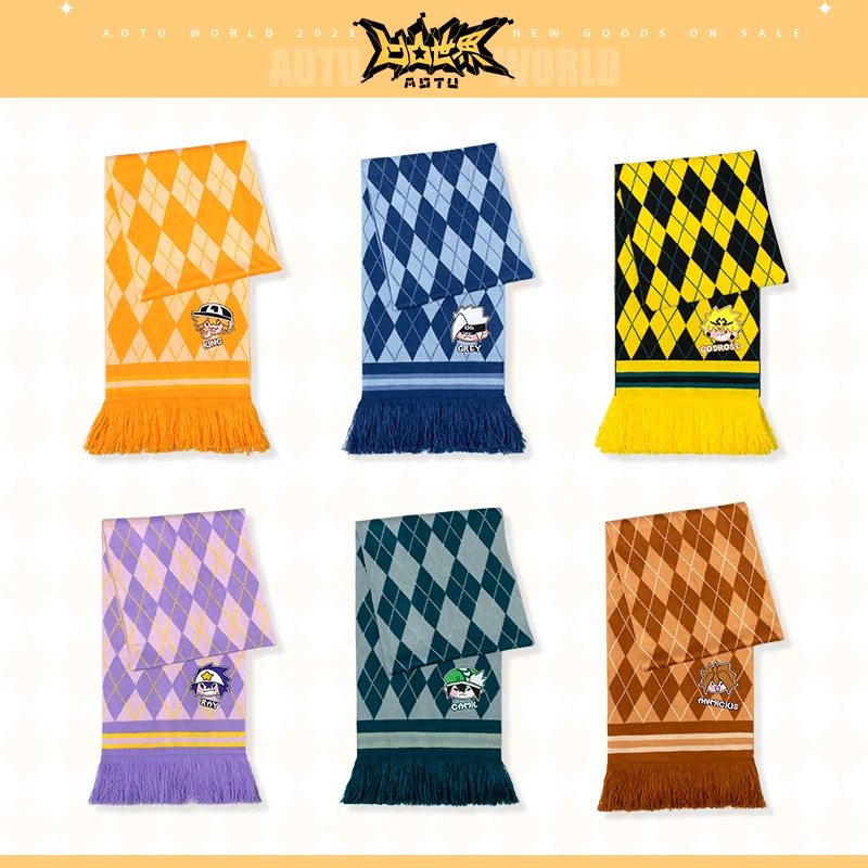 

Anime Aotu World Ray Anmicius Godrose Grey Cosplay Winter All-match Cartoon Embroidery Warm Scarf Printing Tassel Neckerchief