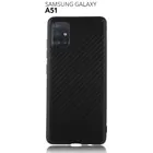 Тонкий силиконовый чехол ROSCO для Samsung Galaxy A51 с текстурой карбон, надежно лежит в руке и не выскальзывает