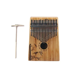 17Key Brown Kalimba Thumb Piano Pie Bamboo Shape Printed Musical Instrument Unique Instruments Handheld Piano MC889
