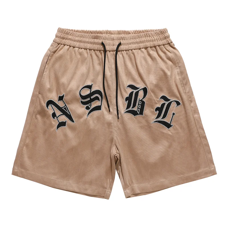 

Mens Casual Elastic Waist Retro Halajuku Knee Length Trousers 2022 Summer Oversize Halajuku Letter Embroidery Drawstring Shorts