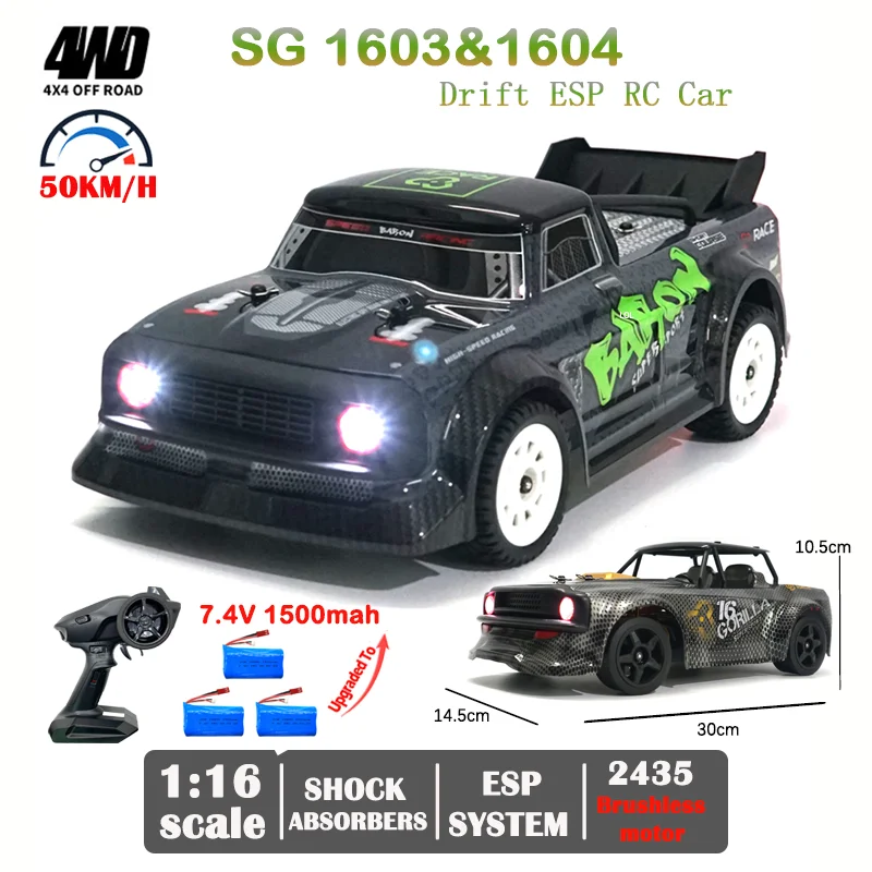 

Гоночный автомобиль UDIRC SG1603 SG1604 1/16 4WD 50 км/ч высокоскоростной бесщеточный двигатель со светодиодной подсветильник кой 2,4G Радиоуправляемый Д...