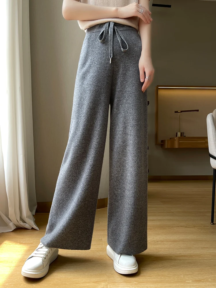 Широкие брюки BELIARST из 100% чистой шерсти женские с высокой талией новинка сезона