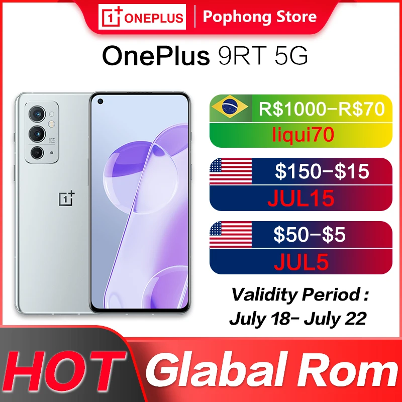 Global Firmware OnePlus 9RT 5G Smartphone Snapdagon 888 6.62  AMOLED 120Hz 4500 Amh 65Warp Charging 50MP Main Camera Android 11