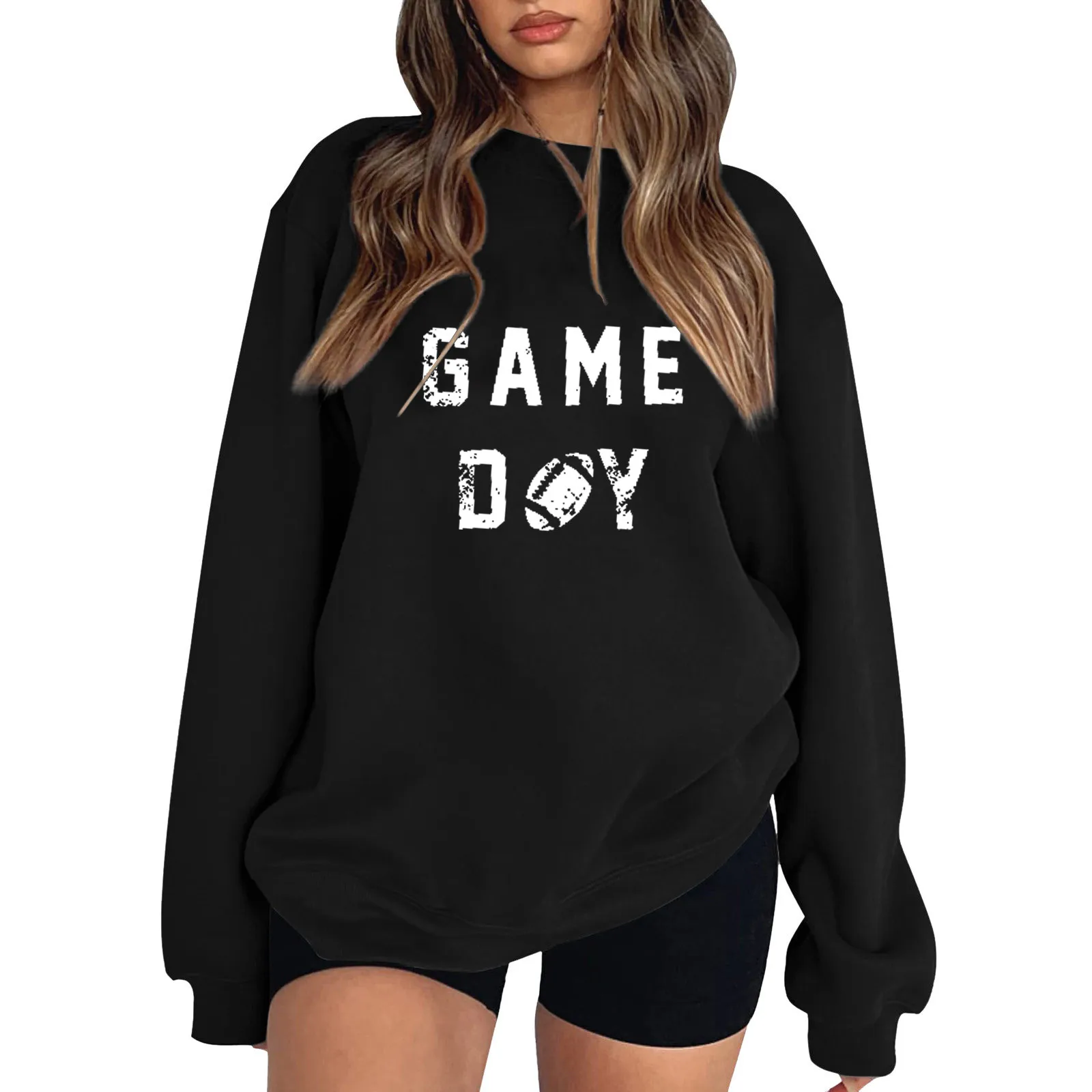 

Женская свободная толстовка с длинным рукавом и принтом