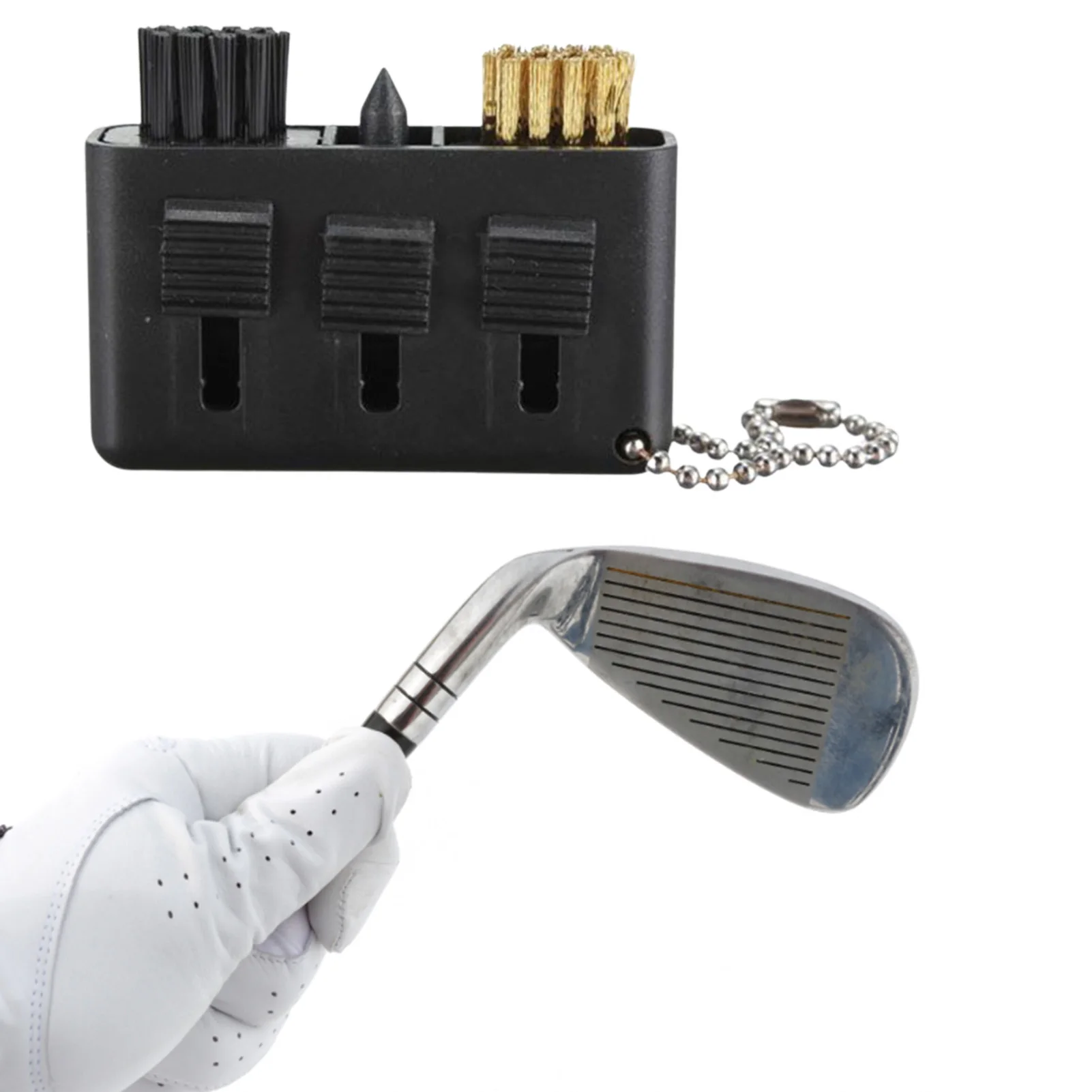 

Retractable Golf Club Cleaning Brush 3 in 1 Brush Head Design Portable Pocket Size Golf Club Groove Putter Wedge Cleaning Brush