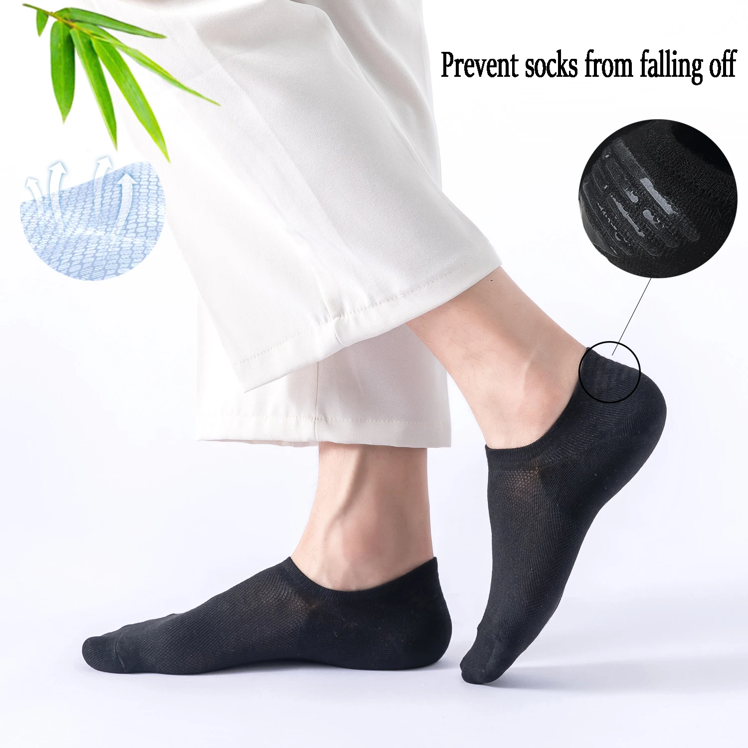 Men High Quality Bamboo Fiber Socks 5Pairs/Lot Summer Thin Moisture Absorption Deodorant Invisible Socks Harajuku Mesh Black NEW