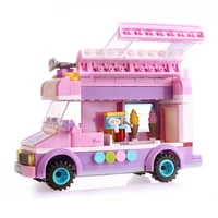 213pcs city ice cream truck car model building blocks sets friends diy bricks figures enlighten educational toys for children