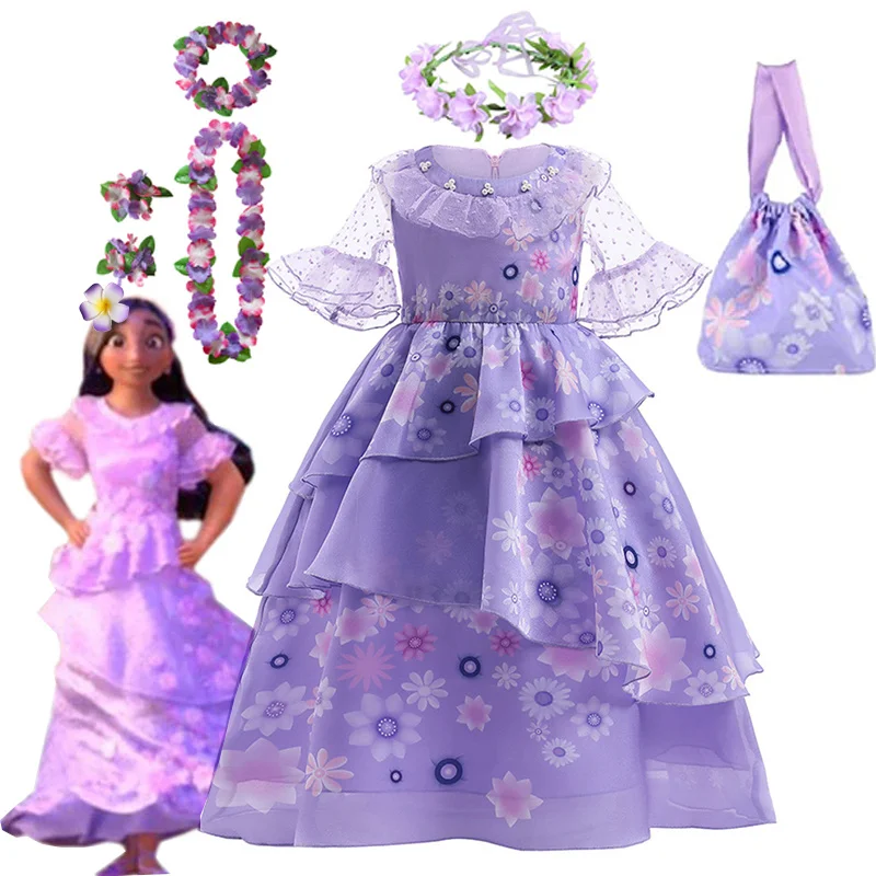 

Disney Encanto Princess Dresses Charm for Girls Summer Carnival Birthday Prom Party Kids Cosplay Isabela Marigal Costume