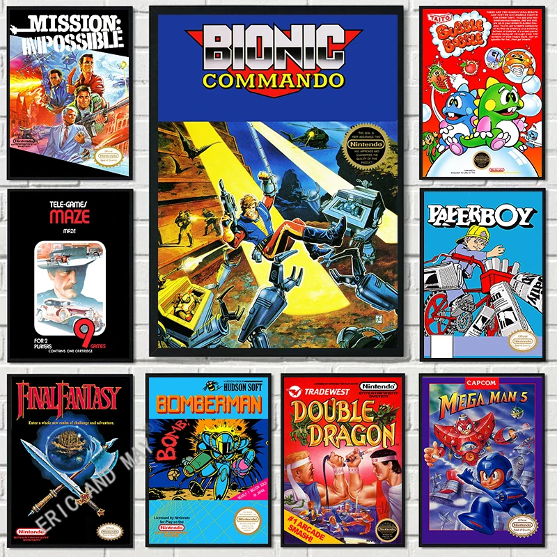 

Megman Poster Retrogaming Classic Iconic 5 Bomberman Canvas Printing Wall Art Picture Decor living room Gaming Room Decoration