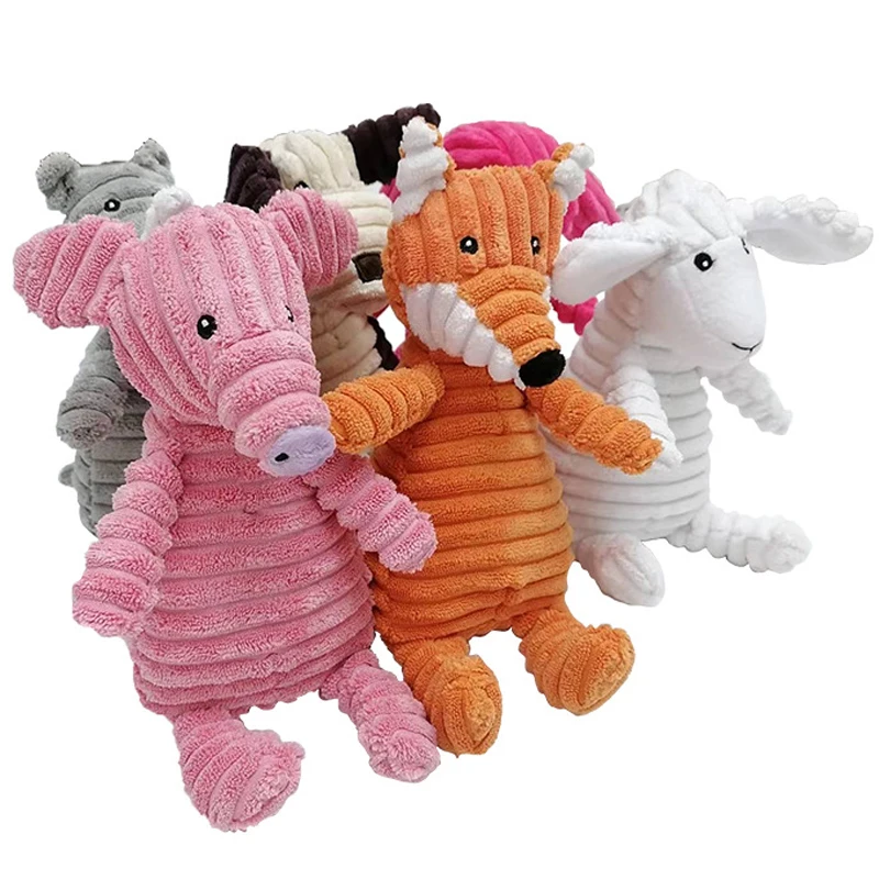 

Corduroy Dog Toys Pet Dog Plush Animal Chewing Toy Squeak Cute Pig Fox Toys for Dog Puppy Teddy Interactive Toy Supplies