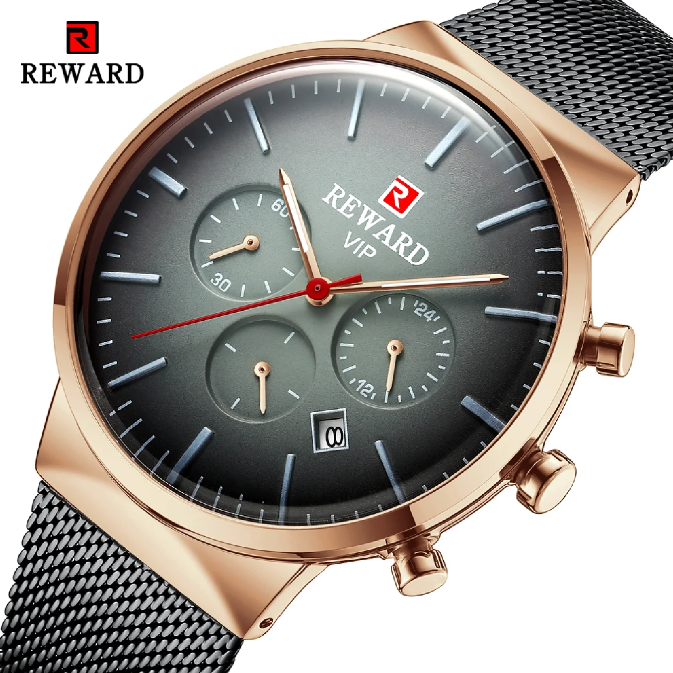 

REWARD 2022 New Watch Men Stainless Steel Top Brand Luxury Clock Business Waterproof Luminous Chronograph Men's Quartz Watches