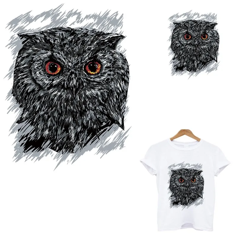 

heat-sensitive applications for clothing custom patch tops thermo stickers on clothes owl birds stripes iron on patches
