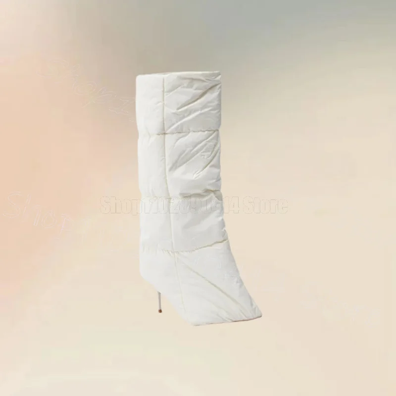 Белые пуховые ботинки с перьями и большими манжетами женская обувь без шнуровки