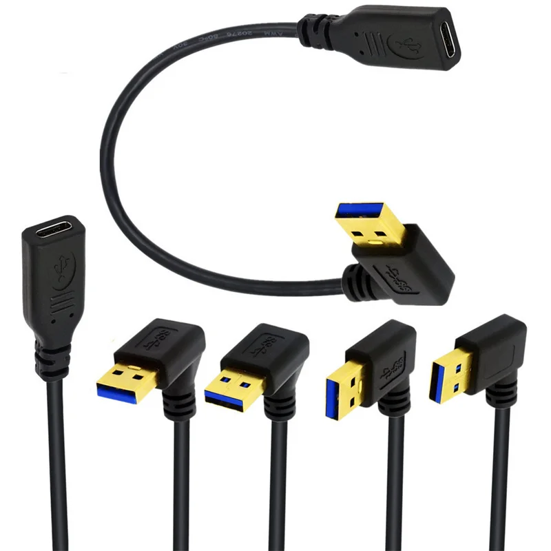 Угол 90 градусов вверх вниз левый USB 3.0 типа A штекер на C гнездовой разъем-адаптер