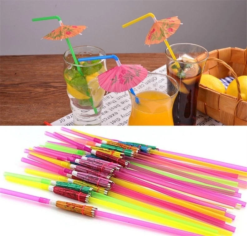 

25-Pack Mixed Beach Party - Cocktail Umbrella Shade Straws