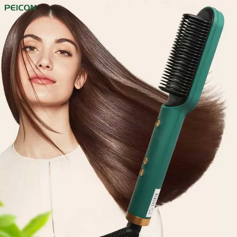 

Hair Straightener Curling Iron Straightening Brush Comb Electric Fast Heating Curler Hair Caring Tools Comb Styler 5 Gears