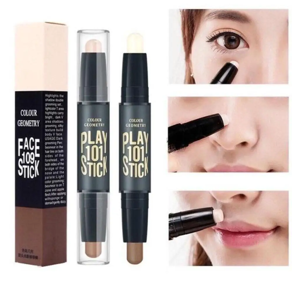

2023 NEW Double-ended 2 In1 Contour Stick Makeup Creamy Highlighter Bronzer Create 3D Face Concealer Full Cover Contouring Stick