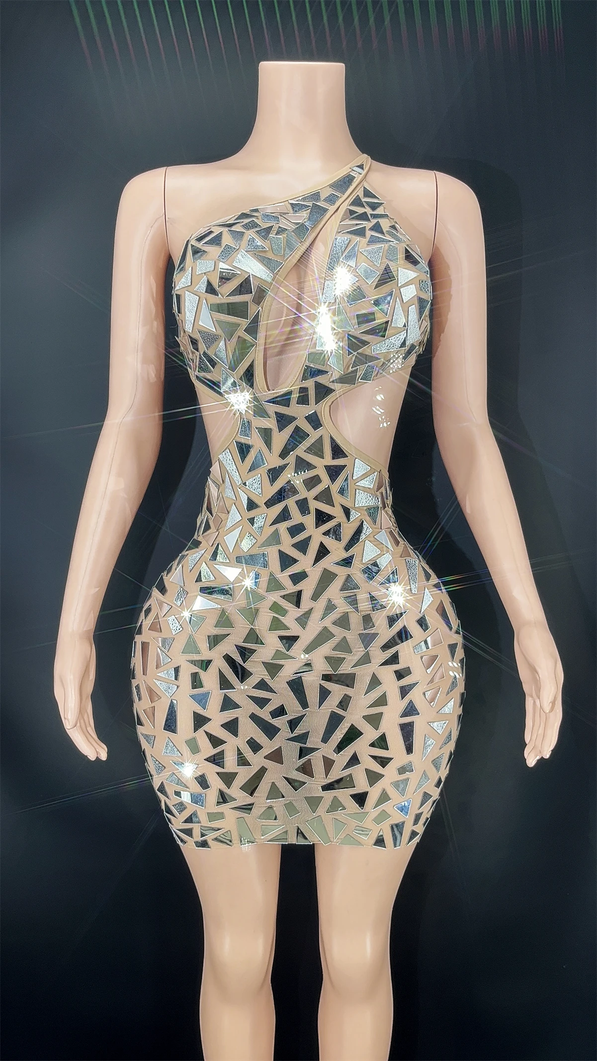 Mini vestido brillante de cumpleaños para mujer, vestido Sexy brillante con lentejuelas de espejo, traje de Drag Queen de S-XL, bailarina, novedad de 2022