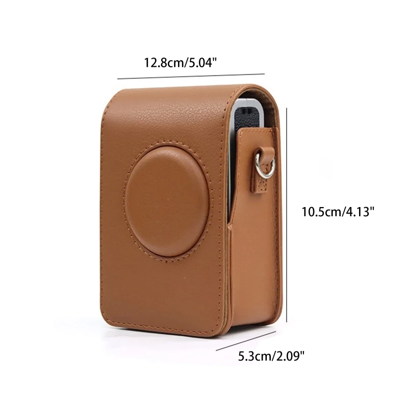 

Retro Camera Case Pouch PU Leather Storage Bag with Detachable Shoulder Belt Strap Compatible with Fuji Instax-Mini EVO