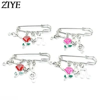 rose flower skull pendant safety pins musical symbol creative gun brooch lapel pin accessories zinc alloy jewelry gift wholesale
