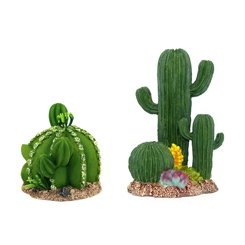 

Reptile Plants Aquarium Resin Artificial Cactus Terrarium Decor Hideout for Tree Frogs Fish Tank Desert Decorations