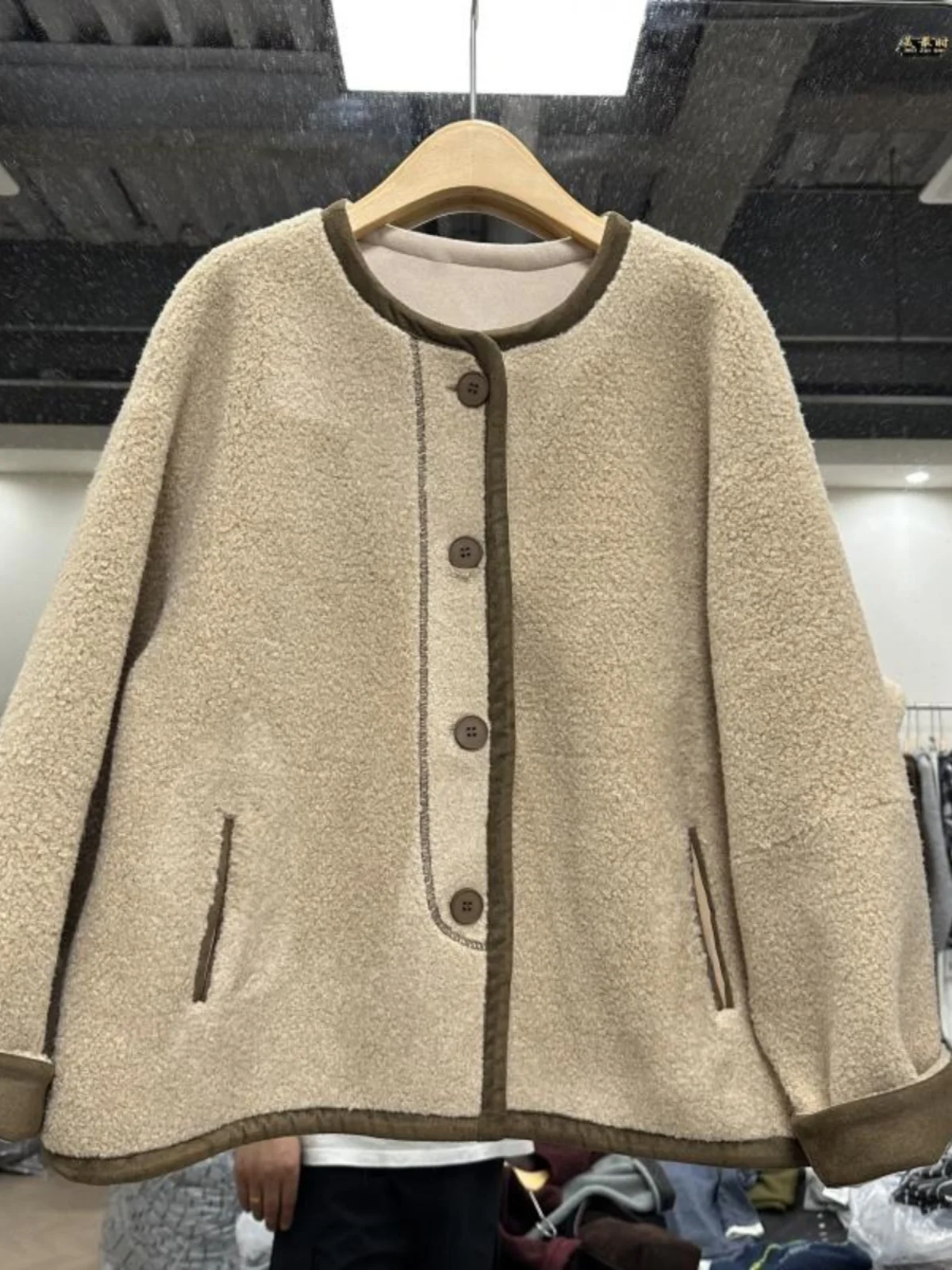 Южная Корея 007 свободная однобортная сумка с круглым вырезом контрастного цвета