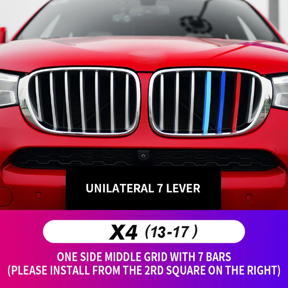 

3pcs Car Front Grille Inserts Trims Strips 3 M Colors Sports Buckle Grill Covers Clip Case For BMW X4 F25 F26 2013-2017 Styling