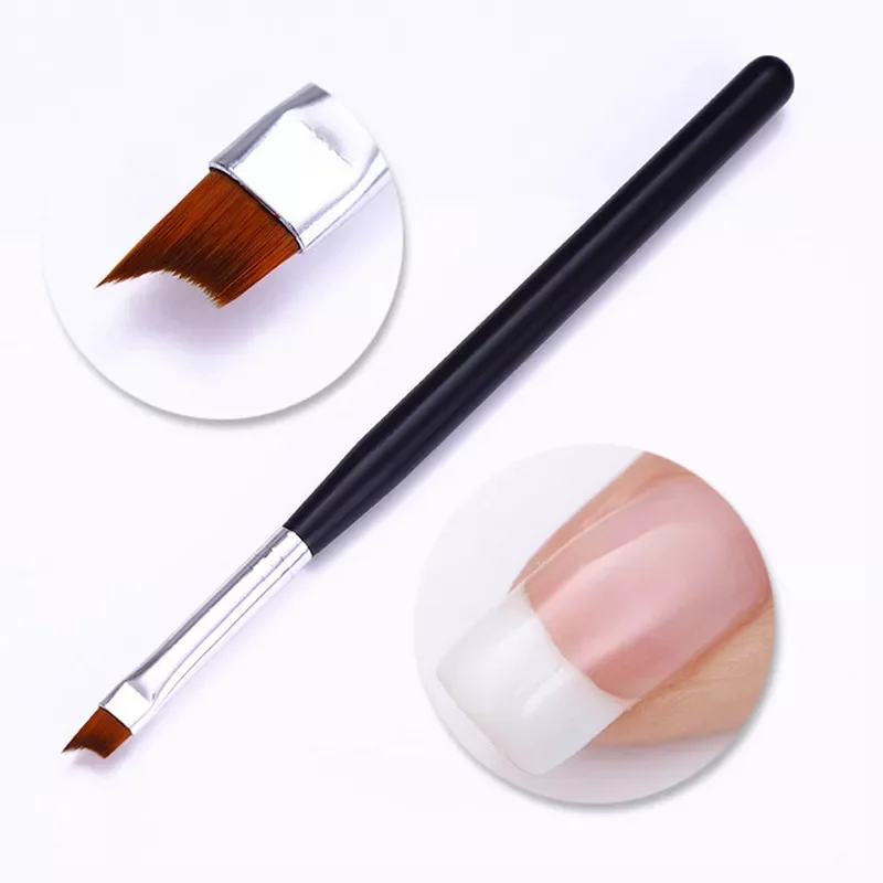

1Pcs French Tip Nail Brush Silver Black Handle Half Moon Shape Acrylic Painting Drawing Pen Nail Art Tool Nail Art Brush