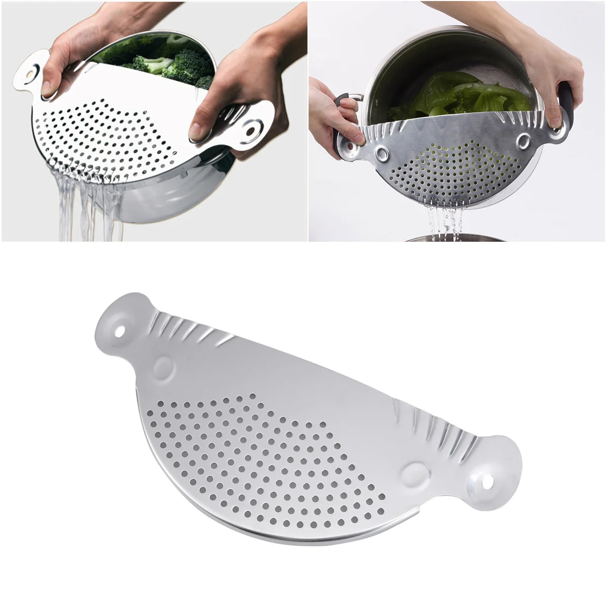

1 PC Strainer Stainless Steel Spaghetti Pan Drainer Draining Tool Pot Strainer for Home Easy Draining Kitchen