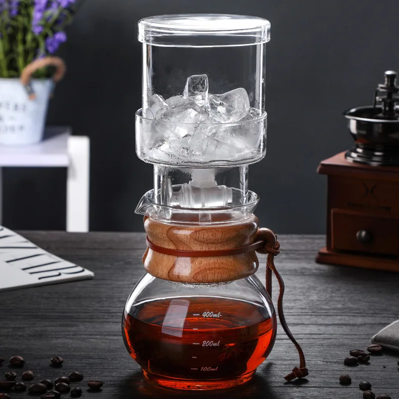 

Swabue Cold Brew Coffee Maker with Wooden Sleeve Drip Iced Water Barista Handmade Borosilicate Glass Cup Filter Sharing Pot Tool