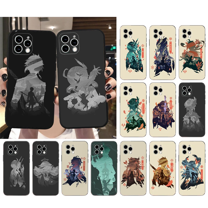 

Phone Case For iphone 14 Pro Max 13 12 11 Pro Max XS XR X 12mini 7 8 Plus SE Anime Genshin Impact Case Funda