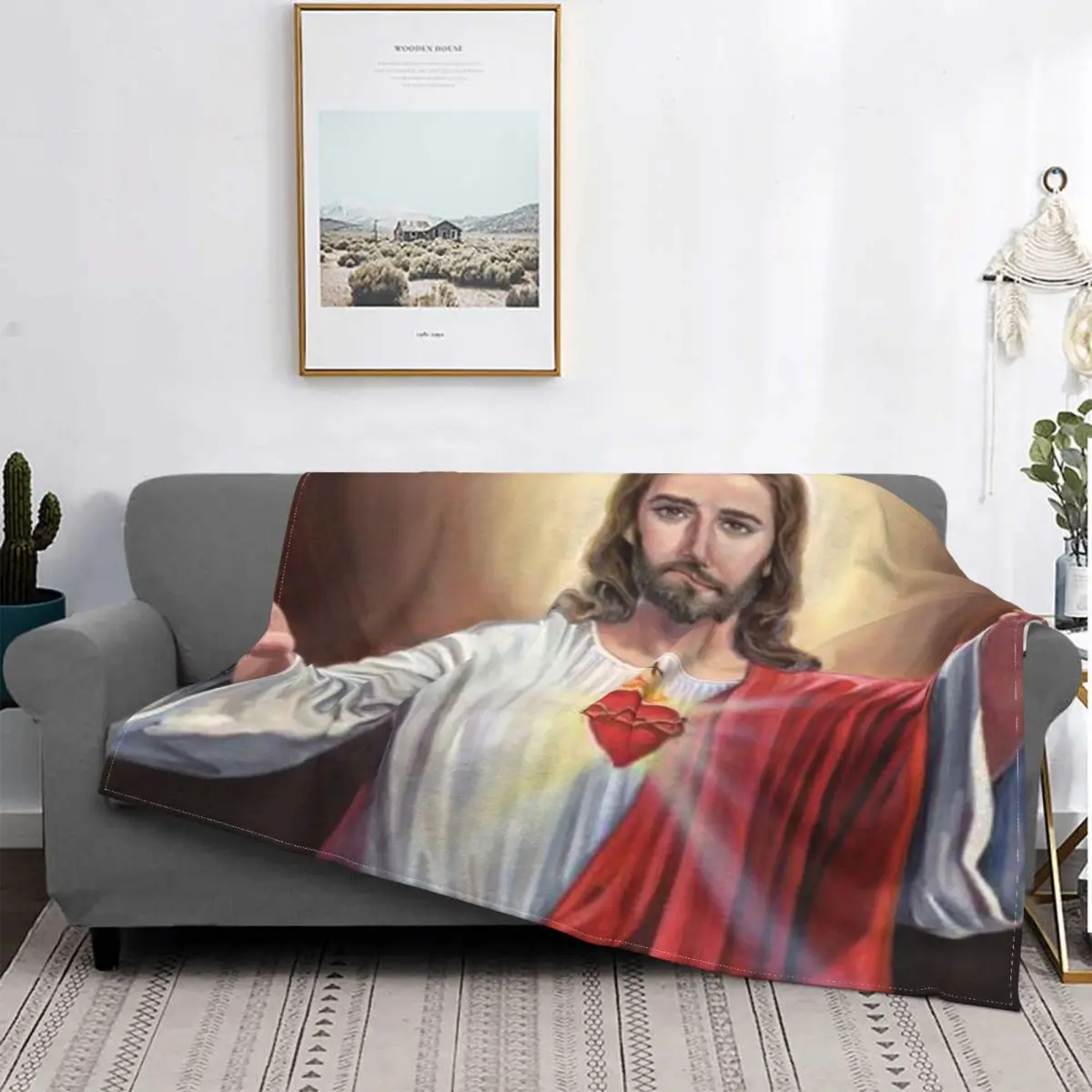 

Jesus Christ Blanket God Winter Warm Bedspread Plush Soft Cover Flannel Spread Bedding Bed Couch Velvet Decor