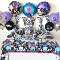 fortnite birthday decoration foil balloon disposable tableware set battle royale game kids birthday party supplies accessories