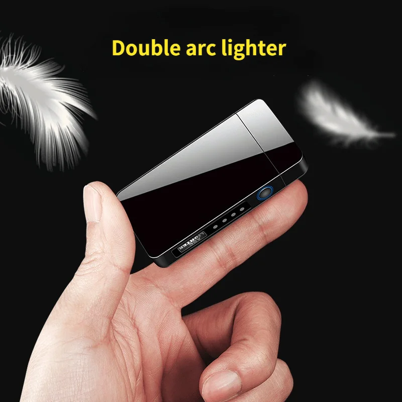

New USB Electronic Cigarette Lighter LED Light Battery Display Double Arc Lighter Charging Windproof Creative Personality