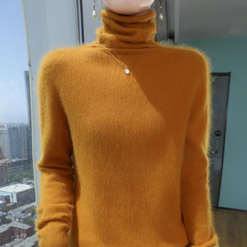Женская водолазка 2024 осенне-зимний кашемировый свитер повседневный однотонный
