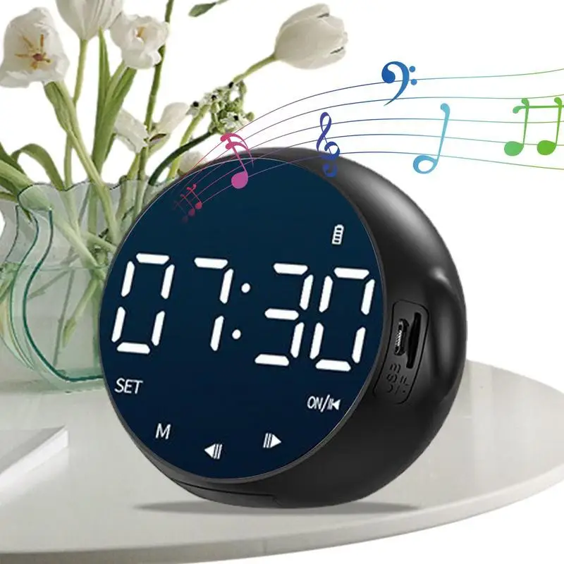 Led Mirror Alarm Clock Speaker 3 Levels Brightness Digital D