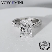 vovgemini moissanite ring 18k gold plated 925 sterling silver rings 3 5carat radiant bague anillos mujer accessories for women
