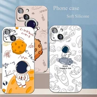 luxury cartoon space astronaut phone case for iphone 11 12 pro max 13 mini xs x xr 7 8 plus 6s shockproof matte shell soft cover