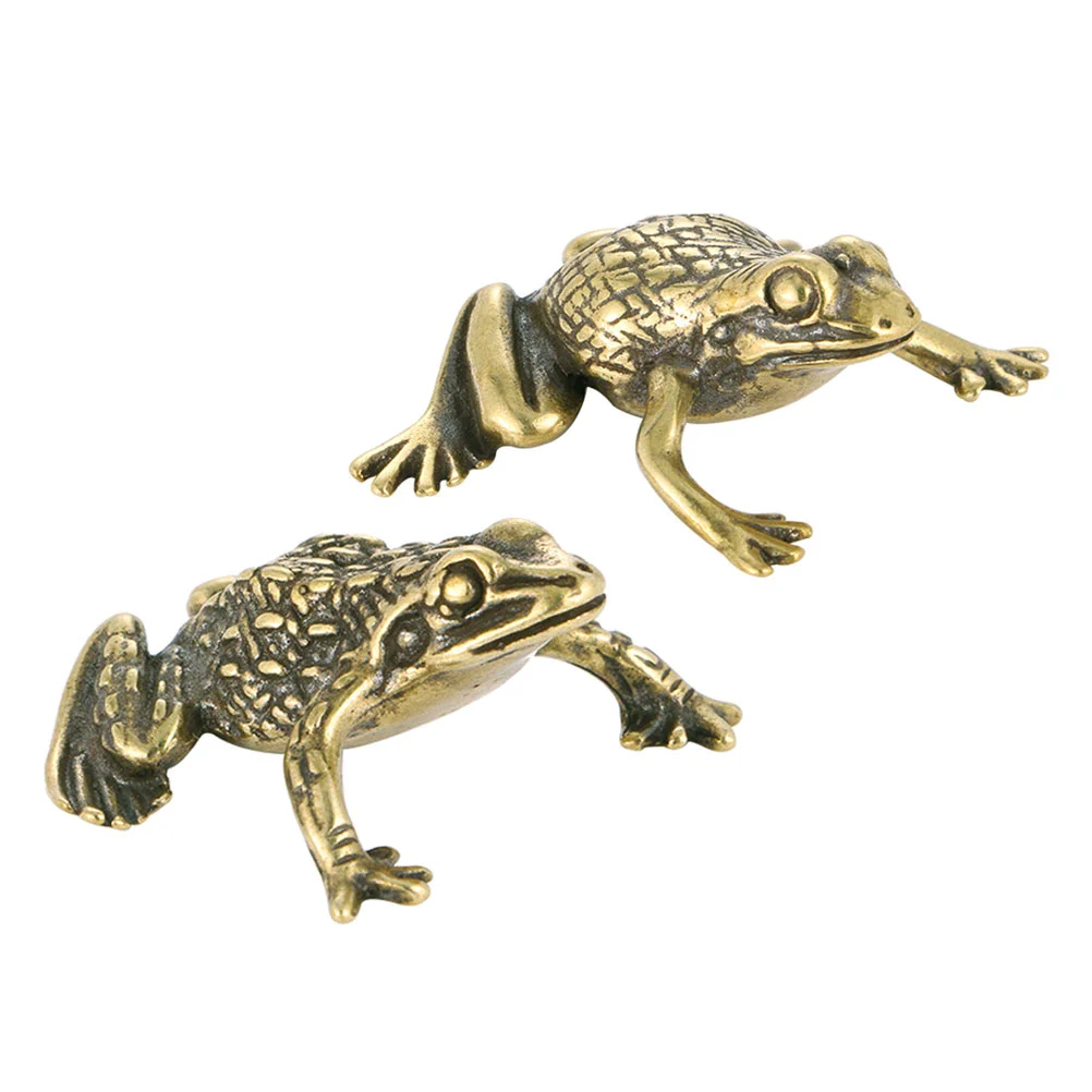 

Frog Statue Brass Toad Frogs Sculpture Figurine Shui Feng Statues Wealth Chinese Money Animal Decor Retro Mini Home Figurines