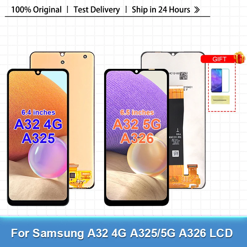 

1Pcs A325 Screen For Samsung Galaxy A32 LCD A325F Touch Panel Digitizer A32 5G Lcd A326 A326B A326U Display With Frame