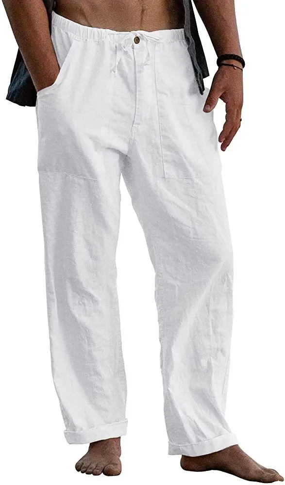 

Men's Plus Size Drawstring Casual Pants Summer Solid Color Loose Casual Pants