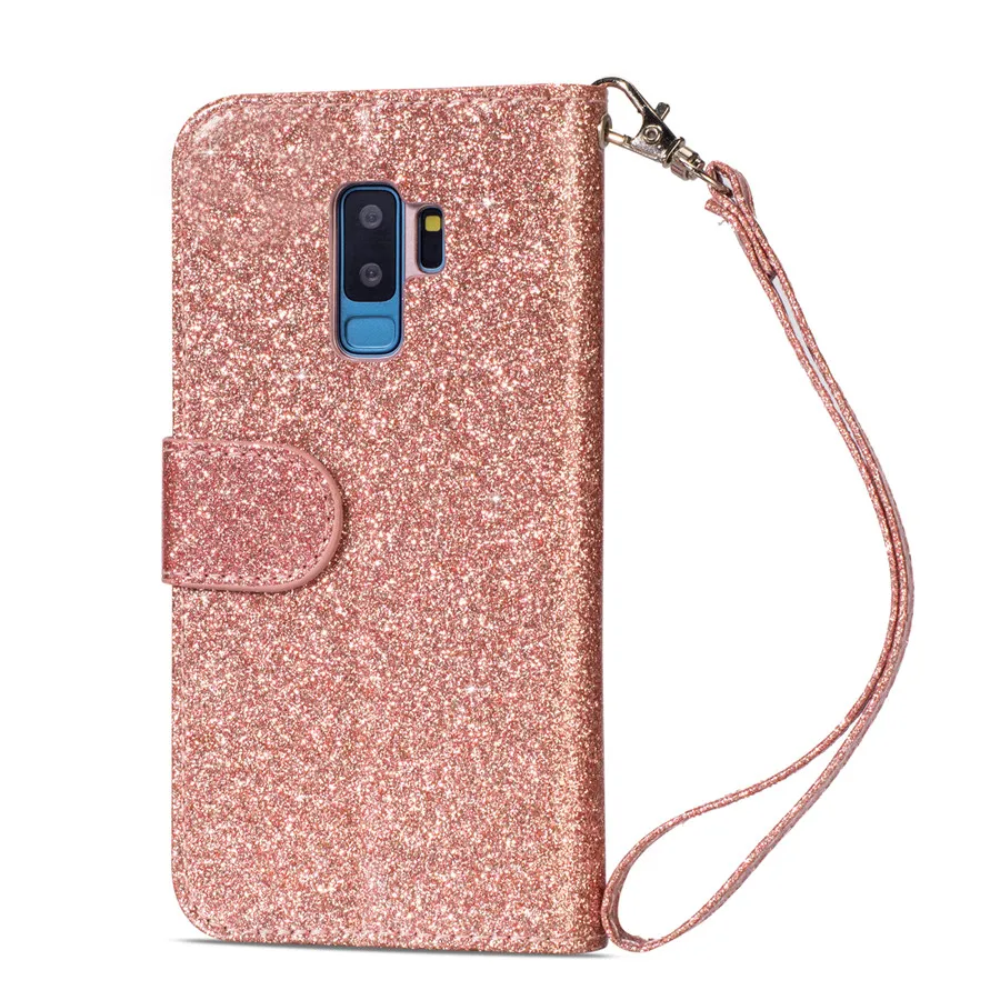 Fashion Glitter Leather Wallet Card Slots Flip Case For Samsung A03s A04s A12 A13 A14 A21s A23 A33 A51 A52 A53 A71 A6 A7 A8 2018