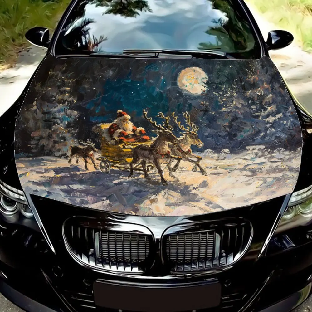 Объятие дух Рождества с наклейками на автомобиль лосем и снегом.